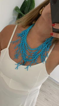 Collar coral turquesa de cuentas para mujer