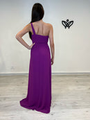 Vestido bugambilla largo asimétrico con abertura