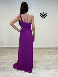 Vestido bugambilla largo asimétrico con abertura
