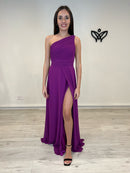 Vestido bugambilla largo asimétrico con abertura