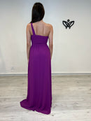 Vestido bugambilla largo asimétrico con abertura