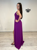 Vestido bugambilla largo asimétrico con abertura