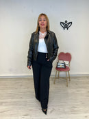 Cazadora biker polipiel cremallera negra