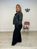 Cazadora biker polipiel cremallera negra