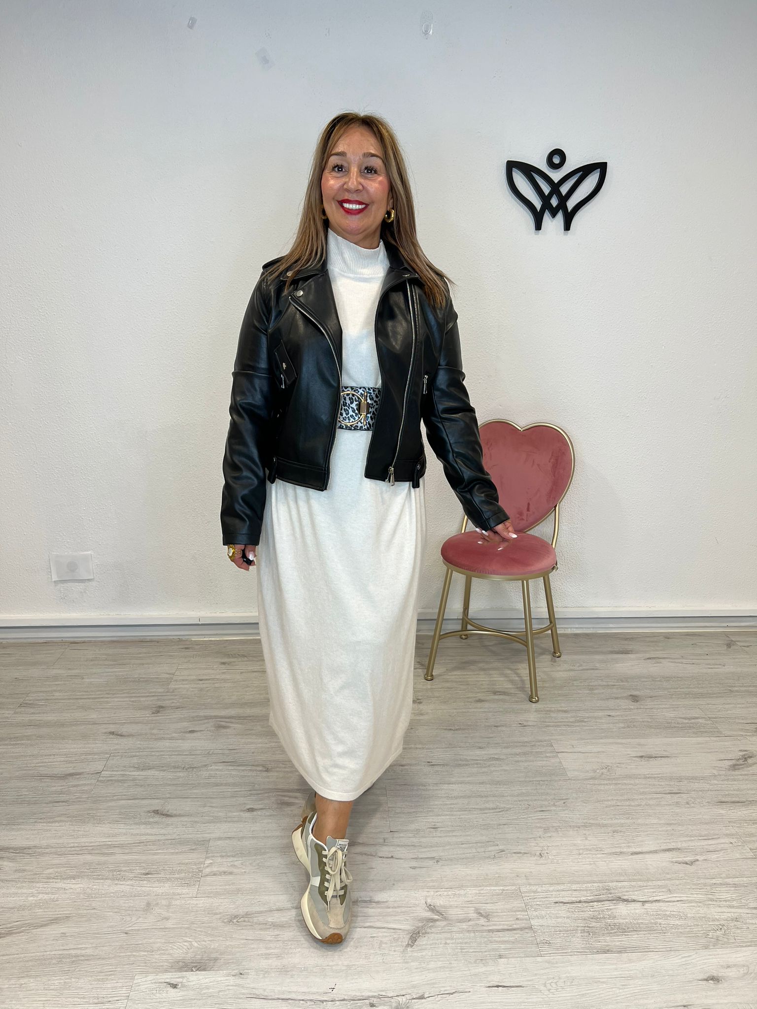 Cazadora biker polipiel cremallera negra