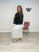 Cazadora biker polipiel cremallera negra