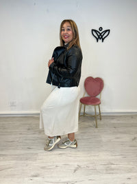 Cazadora biker polipiel cremallera negra