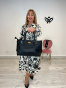 Bolso grande dos asas y de cruzar polipiel negro