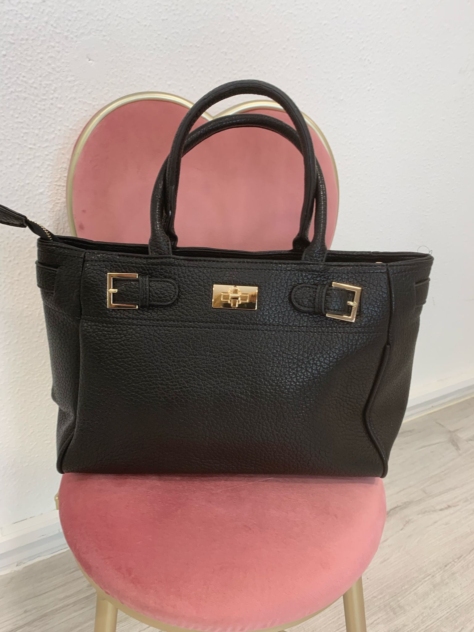 Bolso grande dos asas y de cruzar polipiel negro