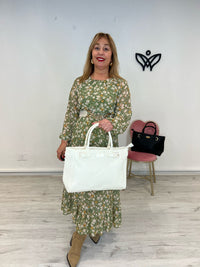 Bolso grande dos asas y de cruzar polipiel beis