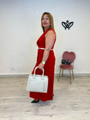 Bolso polipiel cuadrado dos asas en beis