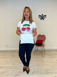 Bolso cartera cuadrada de mano y bandolera blanco