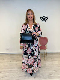 Bolso cartera cuadrado de mano y bandolera polipiel negro