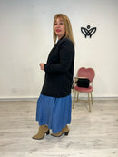 Americana blazer con solapa clásica forrada con hombreras en negro