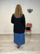 Americana blazer con solapa clásica forrada con hombreras en negro