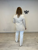 Americana blazer beige larga mujer elegante