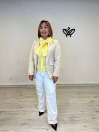 Americana blazer beige larga mujer elegante