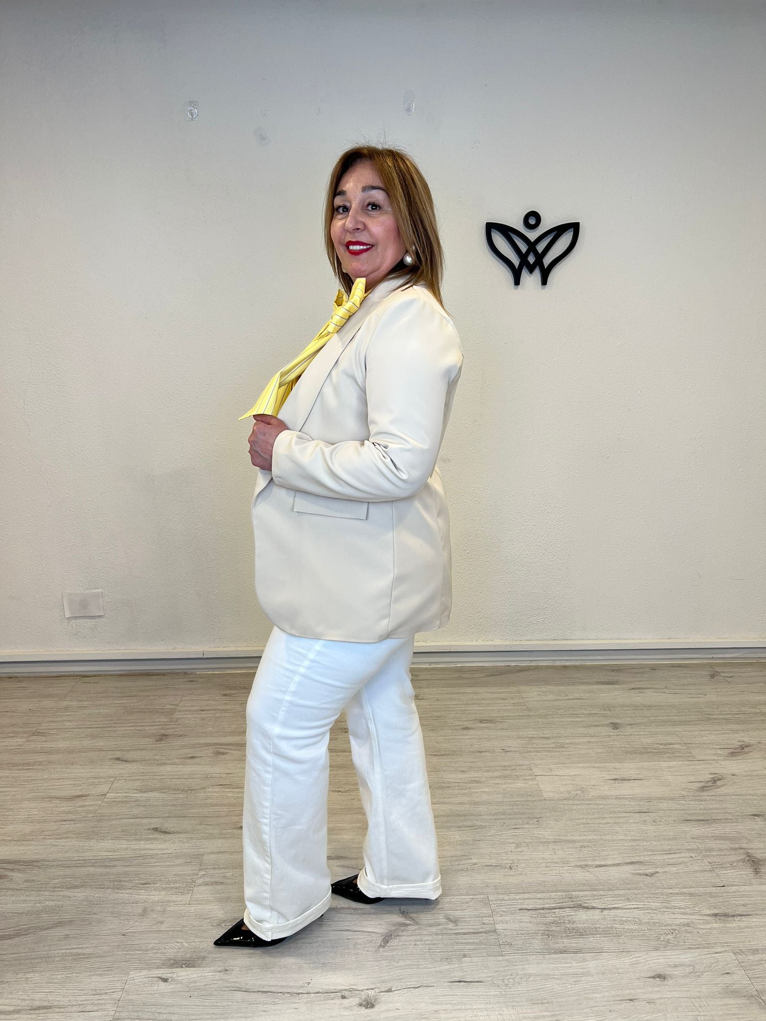 Americana blazer beige larga mujer elegante