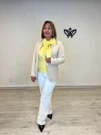 Americana blazer beige larga mujer elegante