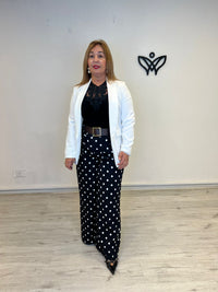 Americana blanca de solapa larga forrada