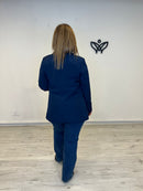 Americana azul marino mujer solapa larga