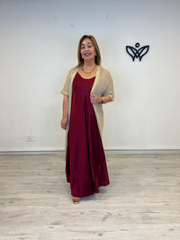 Kimono crochet dorado ligero largo fluido