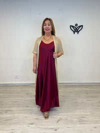 Kimono crochet dorado ligero largo fluido