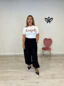 Pantalon bombacho goma en la cintura y tobillo negro