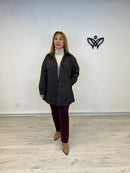 Trench parka corta forrada con capucha marrón chocolate