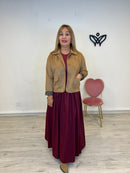 Chaqueta corta de ante con botones forrada camel