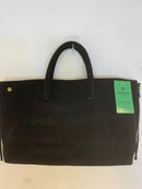 Bolso de ante de flecos rectangular dos asas corta y una larga negro