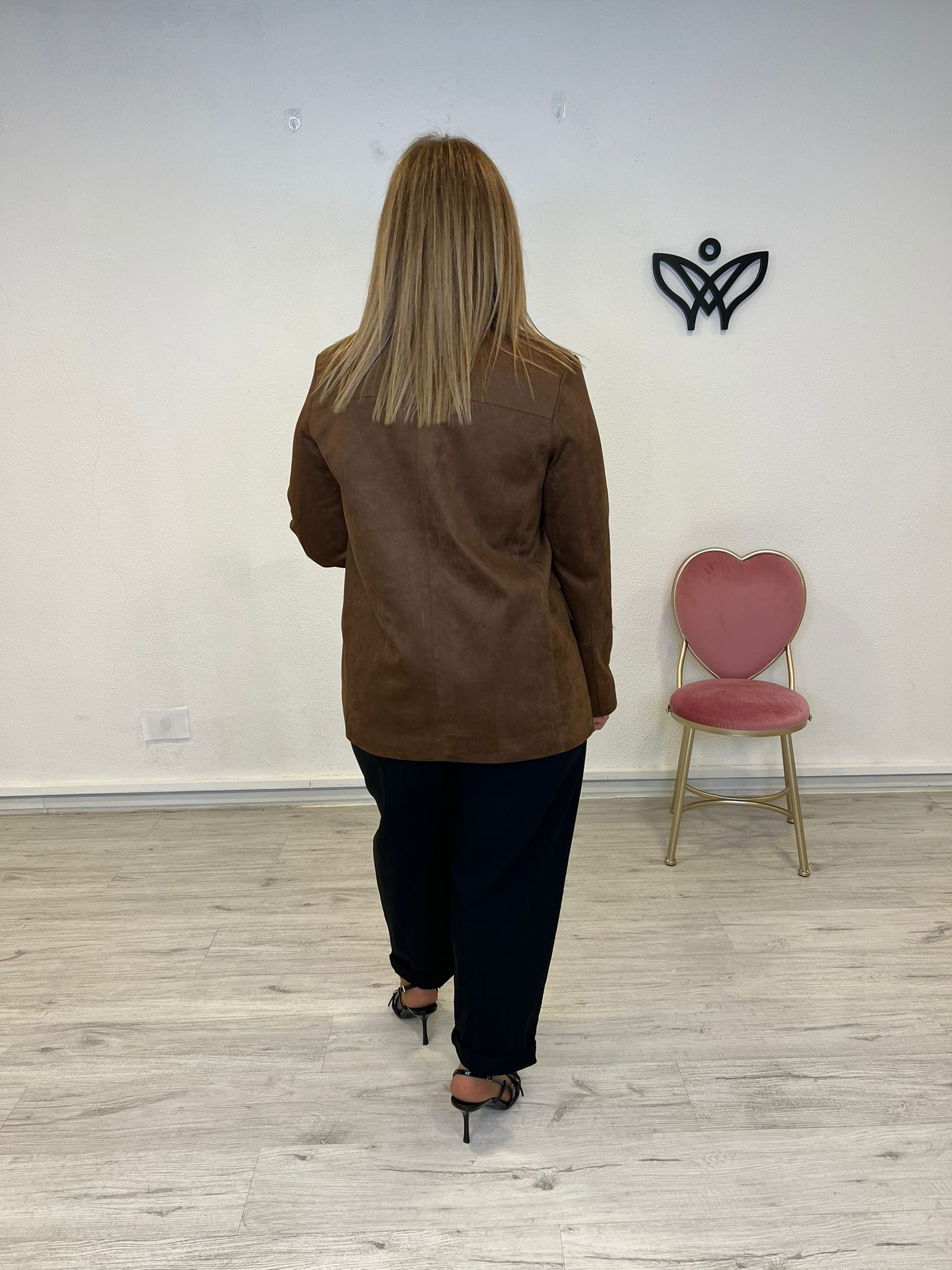 Americana chaqueta de ante forrada con solapas clásica marrón