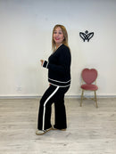 Conjunto de punto jersey y pantalón de goma negro