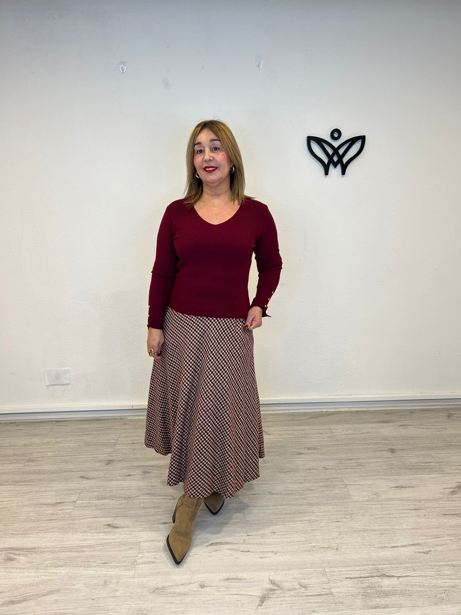 Jersey de escote en pico de canale en burdeos