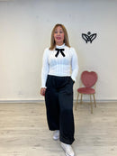 Pantalón bombacho goma en la cintura y tobillo negro