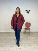 Parka chaqueta acolchadas solapa con bolsillos botones y forrada burdeos