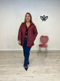 Parka chaqueta acolchadas solapa con bolsillos botones y forrada burdeos