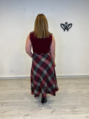 Falda de cuadros corte evasé con bolsillos goma en la cintura budeos