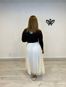 Camiseta top de licra manga larga escote en pico marrón chocolate