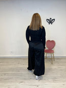 Jersey de punto de canalé cuello subido manga larga negro