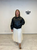 Cazadora bomber forrada abrocha con cremallera polipiel negra