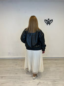 Cazadora bomber forrada abrocha con cremallera polipiel negra