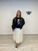 Cazadora bomber forrada abrocha con cremallera polipiel negra