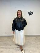 Cazadora bomber forrada abrocha con cremallera polipiel negra