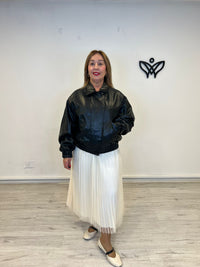 Cazadora bomber forrada abrocha con cremallera polipiel negra