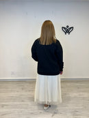 Sudadera de algodón cuello redondo oversize negra