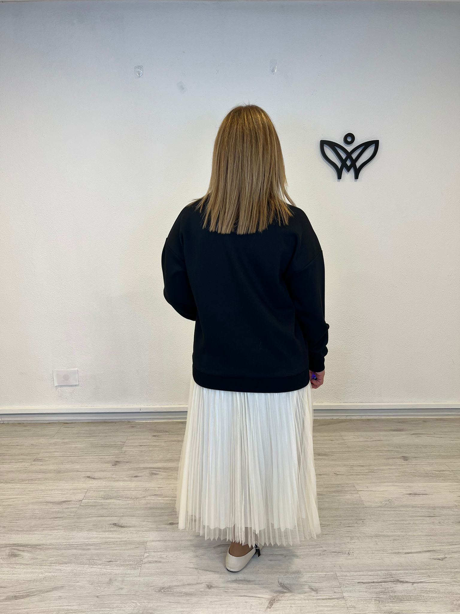 Sudadera de algodón cuello redondo oversize negra