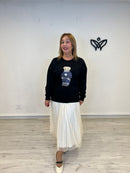 Sudadera de algodón cuello redondo oversize negra