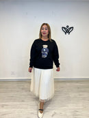 Sudadera de algodón cuello redondo oversize negra