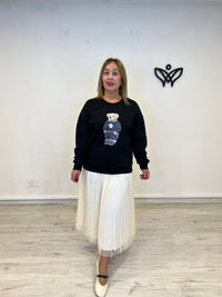 Sudadera de algodón cuello redondo oversize negra